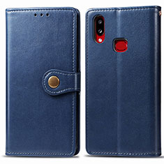 Leather Case Stands Flip Cover Holder S05D for Samsung Galaxy M01s Blue