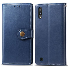 Leather Case Stands Flip Cover Holder S05D for Samsung Galaxy M10 Blue