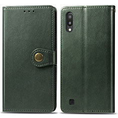 Leather Case Stands Flip Cover Holder S05D for Samsung Galaxy M10 Green