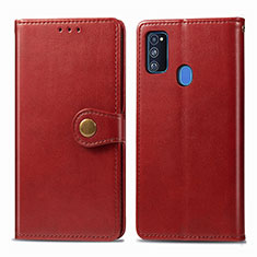 Leather Case Stands Flip Cover Holder S05D for Samsung Galaxy M21 Red