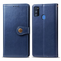 Leather Case Stands Flip Cover Holder S05D for Samsung Galaxy M30s Blue