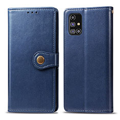 Leather Case Stands Flip Cover Holder S05D for Samsung Galaxy M31s Blue