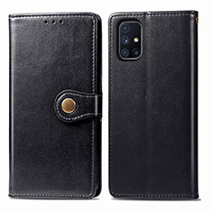 Leather Case Stands Flip Cover Holder S05D for Samsung Galaxy M51 Black