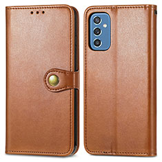 Leather Case Stands Flip Cover Holder S05D for Samsung Galaxy M52 5G Brown