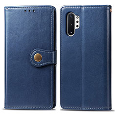 Leather Case Stands Flip Cover Holder S05D for Samsung Galaxy Note 10 Plus 5G Blue
