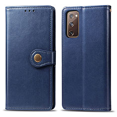 Leather Case Stands Flip Cover Holder S05D for Samsung Galaxy S20 FE (2022) 5G Blue