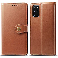 Leather Case Stands Flip Cover Holder S05D for Samsung Galaxy S20 Plus 5G Brown