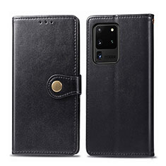 Leather Case Stands Flip Cover Holder S05D for Samsung Galaxy S20 Ultra 5G Black