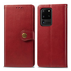 Leather Case Stands Flip Cover Holder S05D for Samsung Galaxy S20 Ultra 5G Red