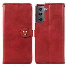 Leather Case Stands Flip Cover Holder S05D for Samsung Galaxy S23 Plus 5G Red