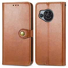 Leather Case Stands Flip Cover Holder S05D for Sharp Aquos R8 Brown