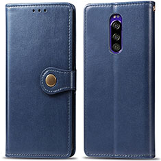 Leather Case Stands Flip Cover Holder S05D for Sony Xperia 1 Blue