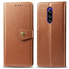 Leather Case Stands Flip Cover Holder S05D for Sony Xperia 1 Brown