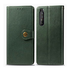 Leather Case Stands Flip Cover Holder S05D for Sony Xperia 1 II Green
