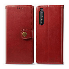 Leather Case Stands Flip Cover Holder S05D for Sony Xperia 1 II Red