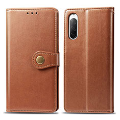 Leather Case Stands Flip Cover Holder S05D for Sony Xperia 10 II Brown