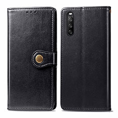 Leather Case Stands Flip Cover Holder S05D for Sony Xperia 10 III Black