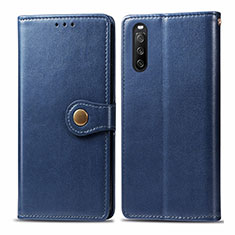 Leather Case Stands Flip Cover Holder S05D for Sony Xperia 10 III Blue