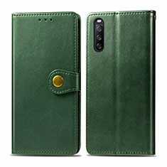 Leather Case Stands Flip Cover Holder S05D for Sony Xperia 10 III Green