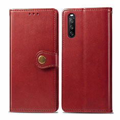 Leather Case Stands Flip Cover Holder S05D for Sony Xperia 10 III Red