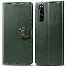 Leather Case Stands Flip Cover Holder S05D for Sony Xperia 5 Green