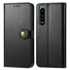 Leather Case Stands Flip Cover Holder S05D for Sony Xperia 5 III Black