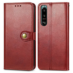 Leather Case Stands Flip Cover Holder S05D for Sony Xperia 5 III Red