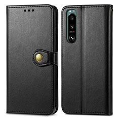 Leather Case Stands Flip Cover Holder S05D for Sony Xperia 5 IV Black