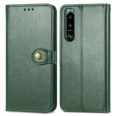 Leather Case Stands Flip Cover Holder S05D for Sony Xperia 5 IV Green