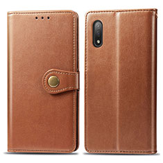Leather Case Stands Flip Cover Holder S05D for Sony Xperia Ace II Brown