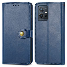 Leather Case Stands Flip Cover Holder S05D for Vivo T1 5G India Blue