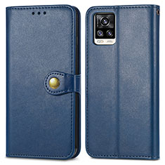 Leather Case Stands Flip Cover Holder S05D for Vivo V20 (2021) Blue