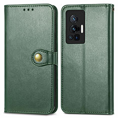 Leather Case Stands Flip Cover Holder S05D for Vivo X70 Pro 5G Green