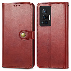 Leather Case Stands Flip Cover Holder S05D for Vivo X70 Pro 5G Red