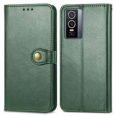 Leather Case Stands Flip Cover Holder S05D for Vivo Y76 5G Green