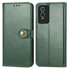 Leather Case Stands Flip Cover Holder S05D for Vivo Y76s 5G Green