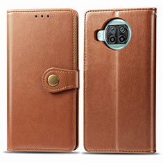 Leather Case Stands Flip Cover Holder S05D for Xiaomi Mi 10i 5G Brown