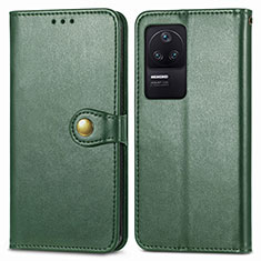 Leather Case Stands Flip Cover Holder S05D for Xiaomi Poco F4 5G Green