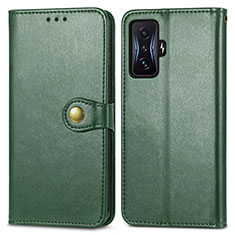 Leather Case Stands Flip Cover Holder S05D for Xiaomi Poco F4 GT 5G Green