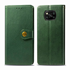 Leather Case Stands Flip Cover Holder S05D for Xiaomi Poco X3 NFC Green
