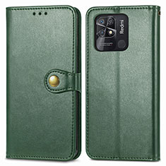 Leather Case Stands Flip Cover Holder S05D for Xiaomi Redmi 10C 4G Green