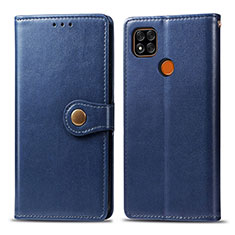 Leather Case Stands Flip Cover Holder S05D for Xiaomi Redmi 9 India Blue