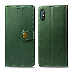 Leather Case Stands Flip Cover Holder S05D for Xiaomi Redmi 9AT Green