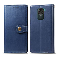 Leather Case Stands Flip Cover Holder S05D for Xiaomi Redmi Note 9 Blue