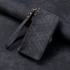 Leather Case Stands Flip Cover Holder S06D for Apple iPhone 14 Pro Black