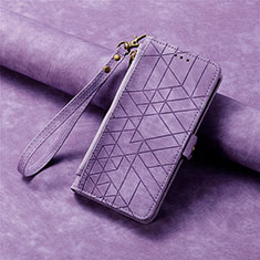 Leather Case Stands Flip Cover Holder S06D for Apple iPhone 14 Purple