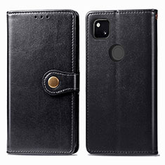 Leather Case Stands Flip Cover Holder S06D for Google Pixel 4a Brown
