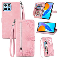 Leather Case Stands Flip Cover Holder S06D for Huawei Honor 70 Lite 5G Pink