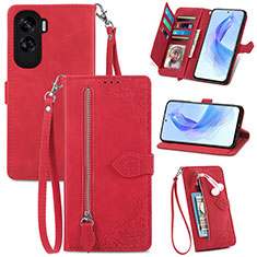 Leather Case Stands Flip Cover Holder S06D for Huawei Honor 90 Lite 5G Red