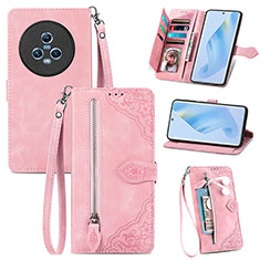 Leather Case Stands Flip Cover Holder S06D for Huawei Honor Magic5 5G Pink